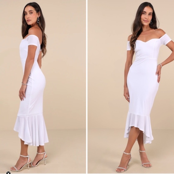 LULU's Bridal Shower Chic Modern Sexy Chic Minimalist Mermaid Trumpet Midi - Picture 3 of 5